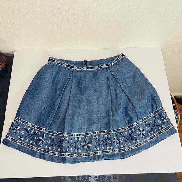 Sea New York Denim Cotton Embroidered Skirt size 10 - Picture 6 of 12